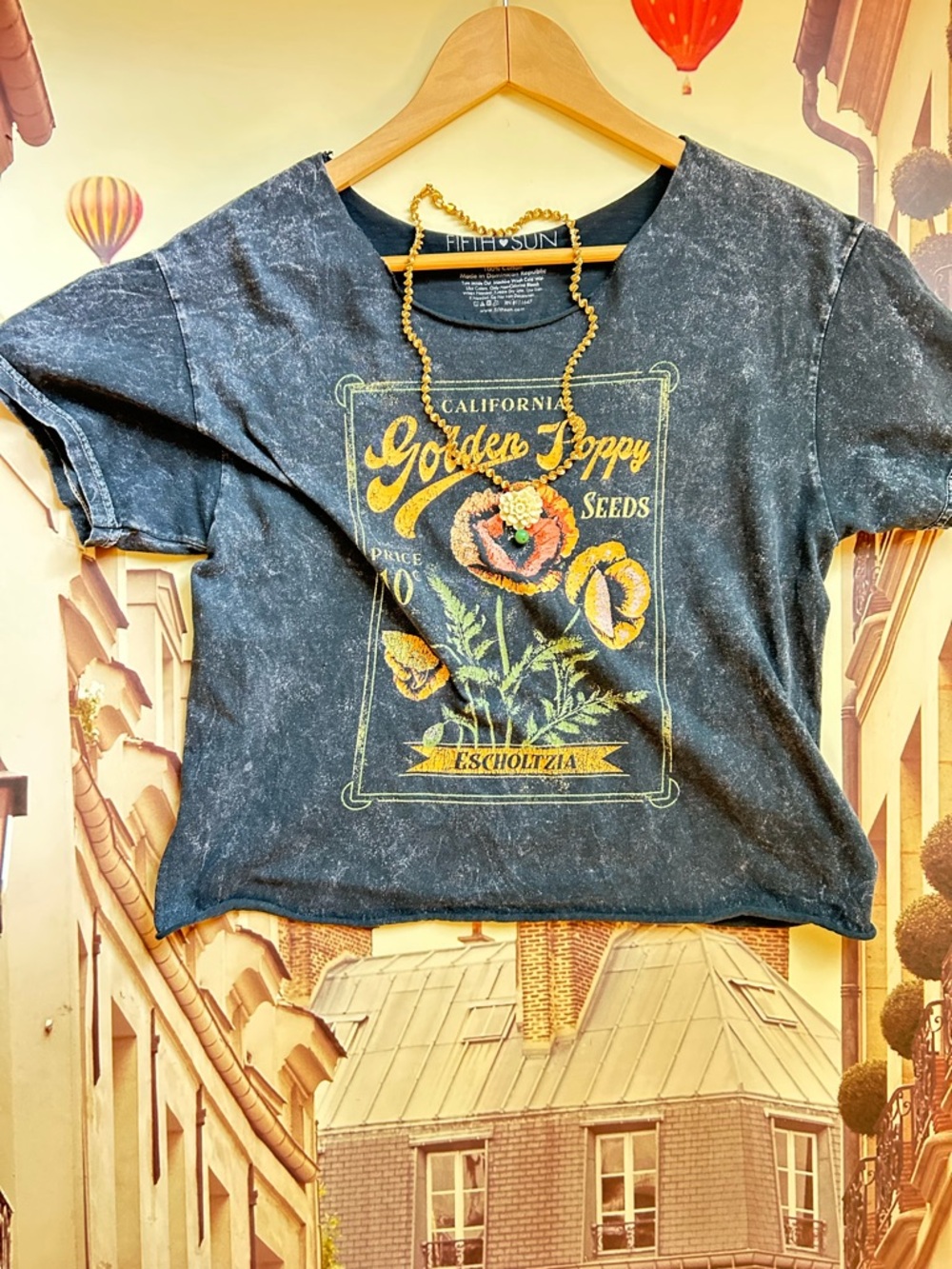 Fifth Sun Black Vintage Golden Poppy Graphic Burnout Tee